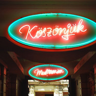 Semne de interior din tub de neon modelat montate pe suport de komatex.